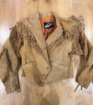 Vintage Winlit Suede Leather Fringe Western Jacket with Lace-Up Details
